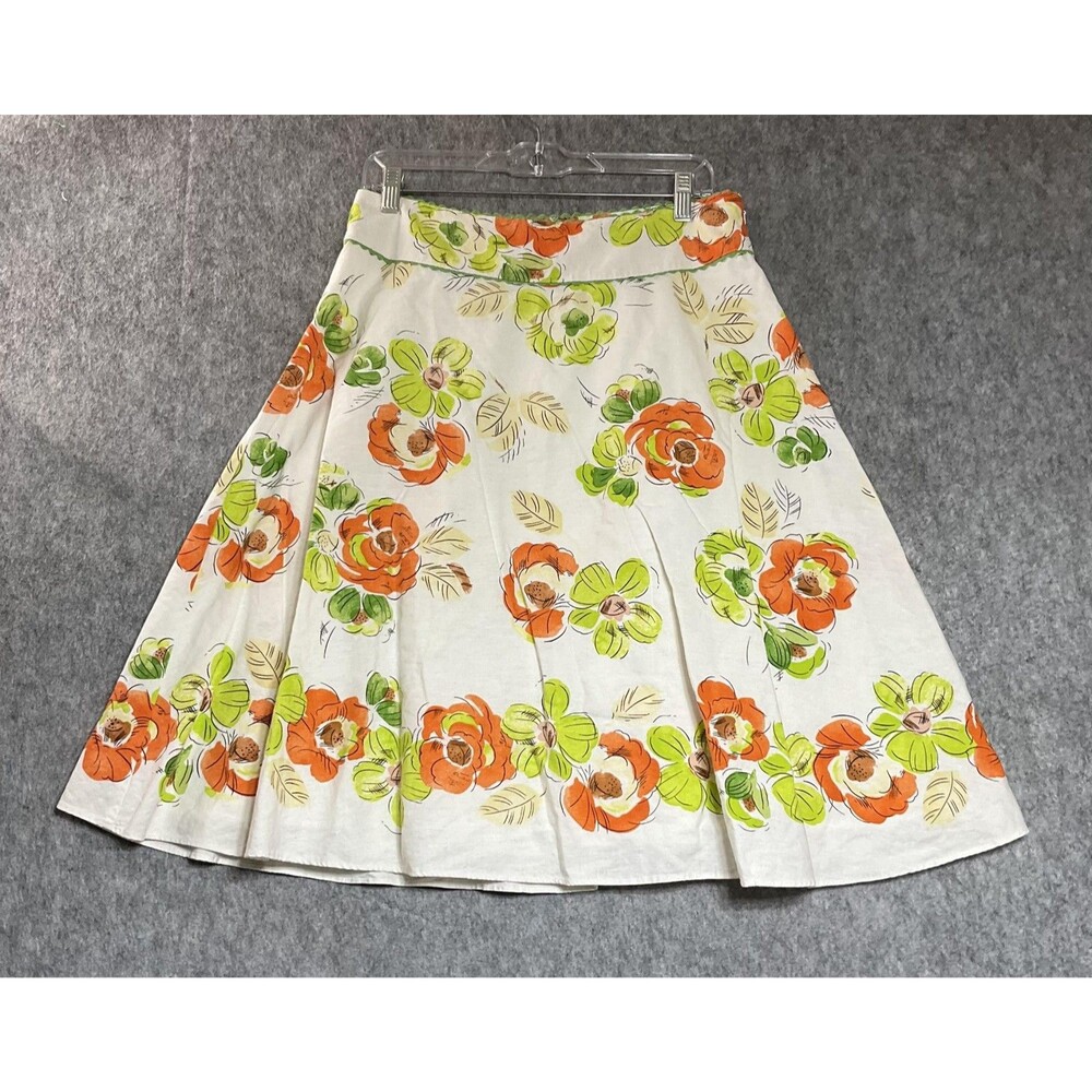 Liz Claiborne Skirt Womens 8 Multicolor Floral Linen Blend A Line Midi Boho